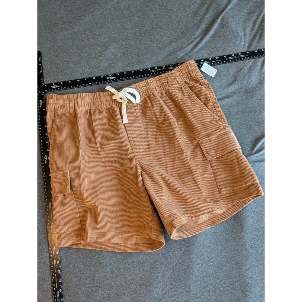 No Boundaries Mens XL Tan Brown Corduroy Cargo Shorts Elastic Waist NWT
